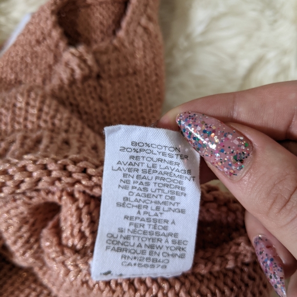 Intermix v-neck Pink Sparkle, knit tie back, tank top shirt, small - Picture 8 of 12